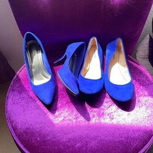 Blue suede heels size 6 1/2 with matching flats